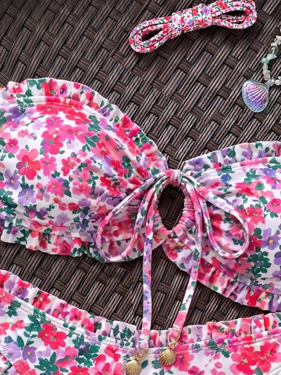 SWIM VCAY DWUCZĘŚCIOWY STRÓJ KĄPIELOWY WZÓR KWIATY S09__L