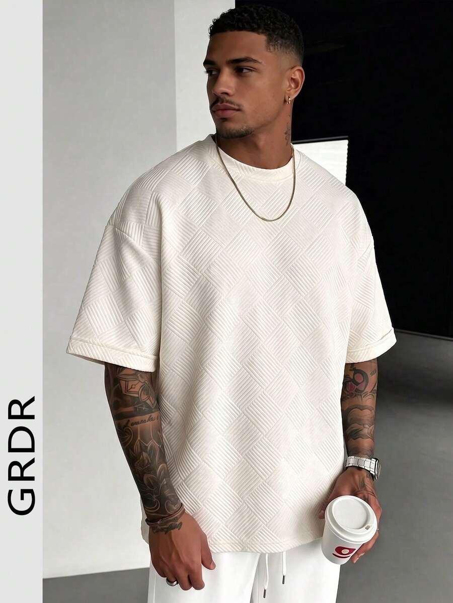 SHEIN T-SHIRT OKRĄGŁY DEKOLT TEKSTURA PK01__XL