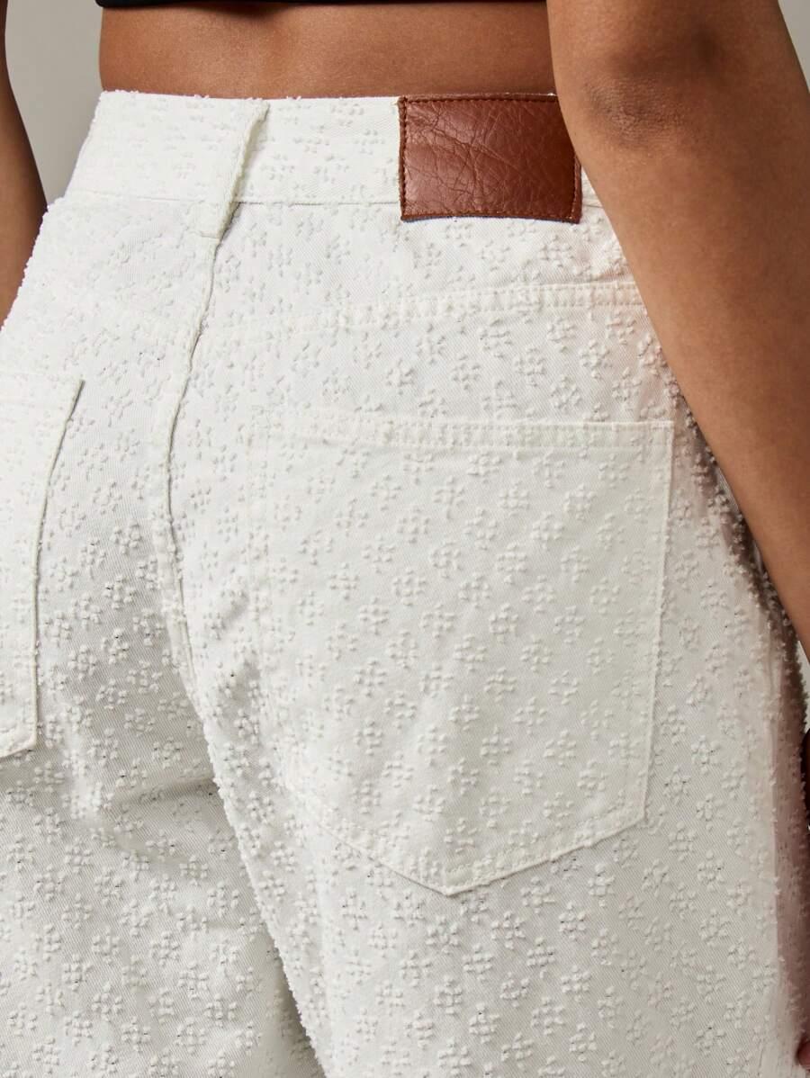 MISSGUIDED BIAŁE SPODNIE JEANS TEKSTURA S06__M