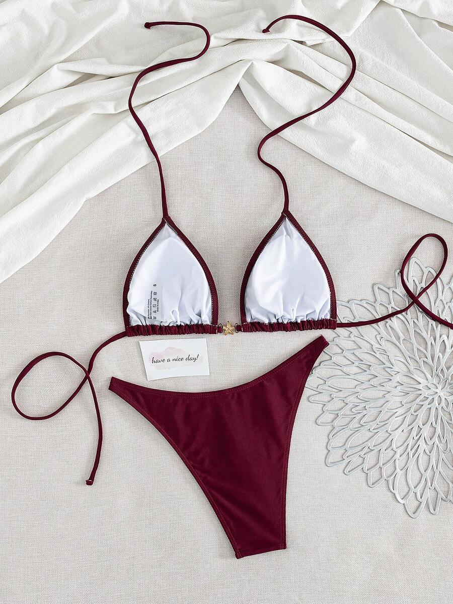 SHEIN BORDOWY DWUCZĘŚCIOWY STRÓJ KĄPIELOWY S09__M