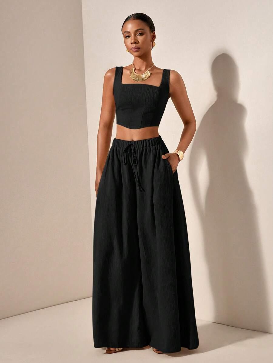SHEIN CZARNY TOP NA RAMIĄCZKACH S06__L