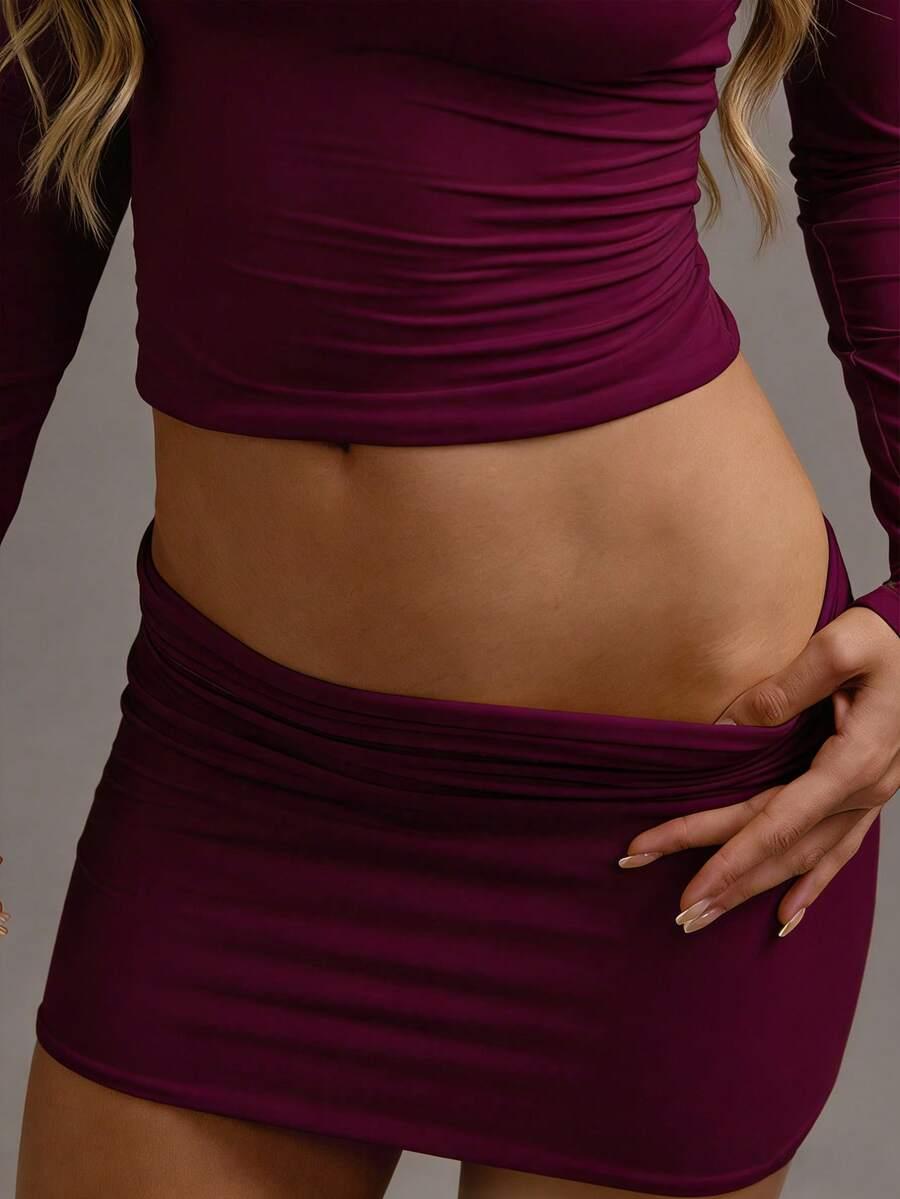 SHEIN BORDOWA MINI SPÓDNICA S06__M
