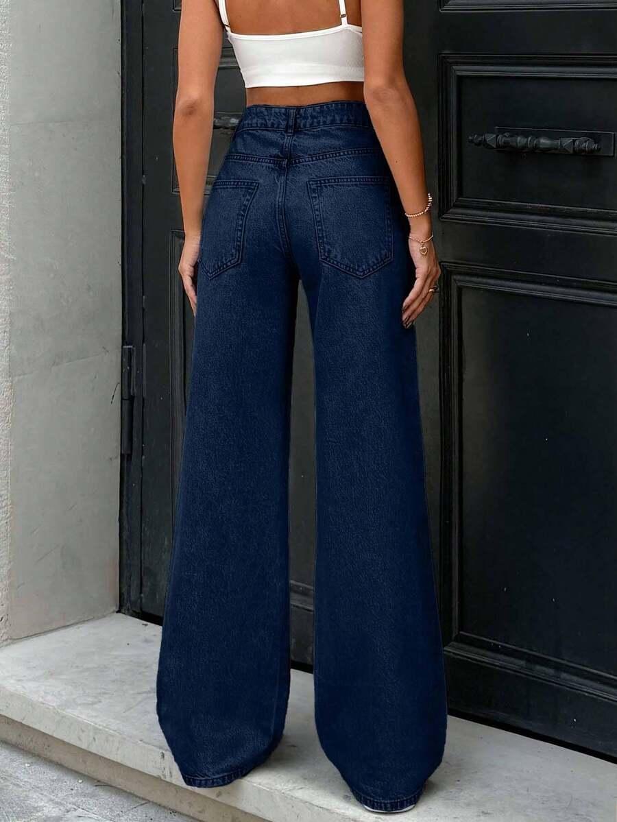 SHEIN GRANATOWE SPODNIE JEANS S06__XS