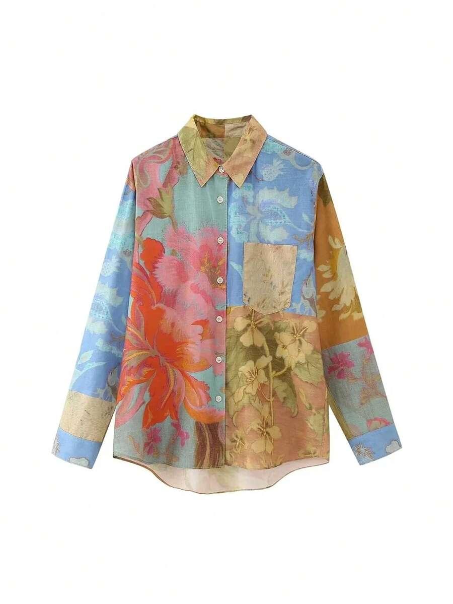 SHEIN CASUALOWY KOMPLET KOSZULA SPODNIE PRINT S06__M