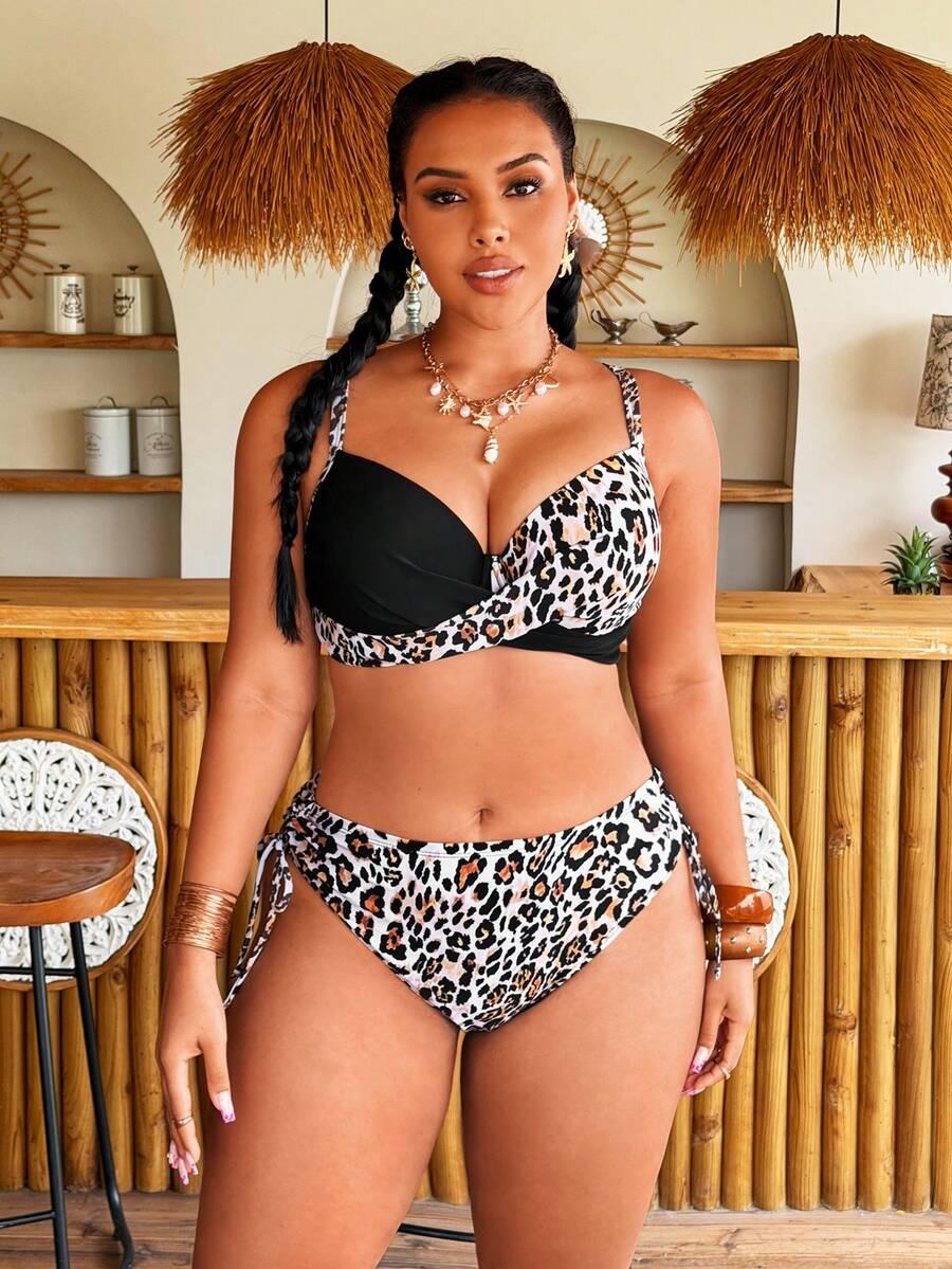 SHEIN STRÓJ KĄPIELOWY DWUCZĘŚCIOWY PRINT ZWIERZĘCY S09__50