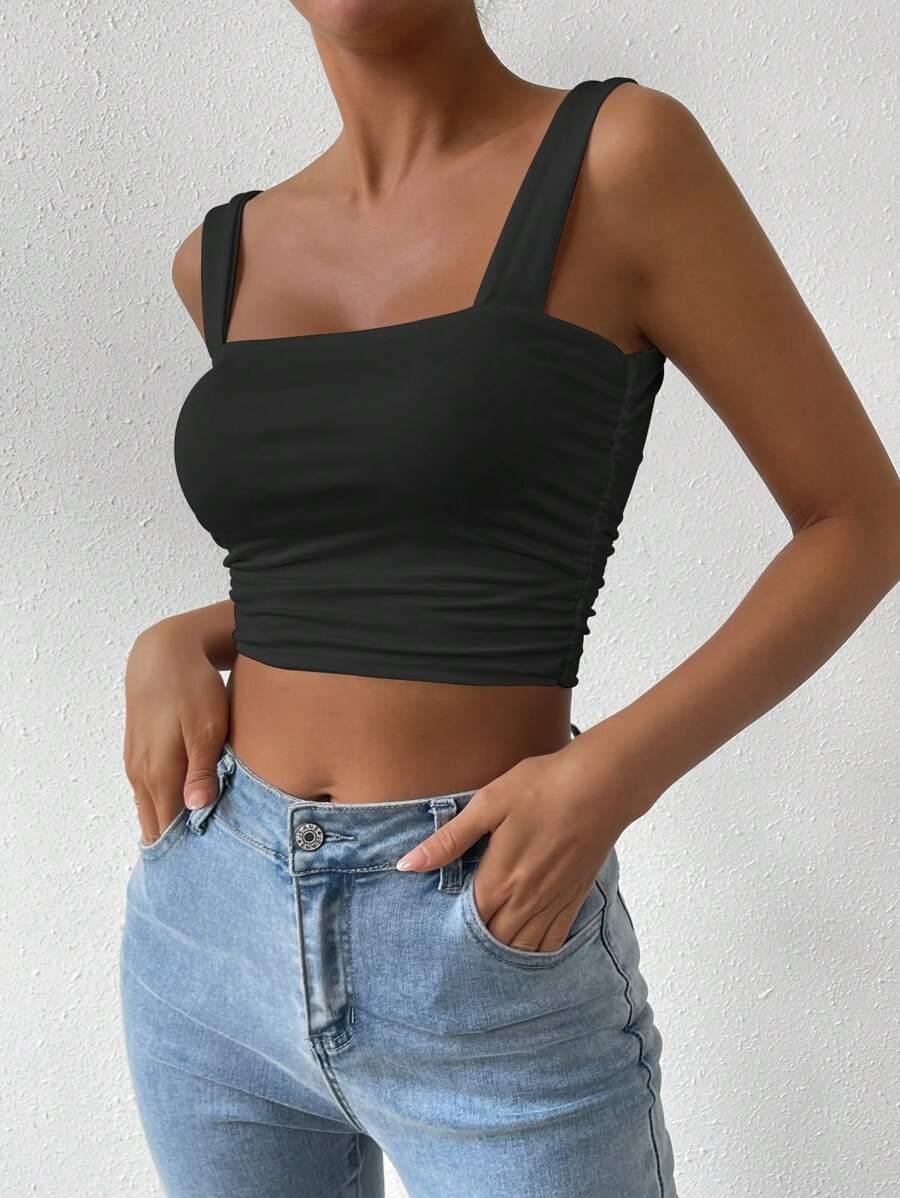 SHEIN CZARNY TOP BEZ RĘKAWÓW S06__M