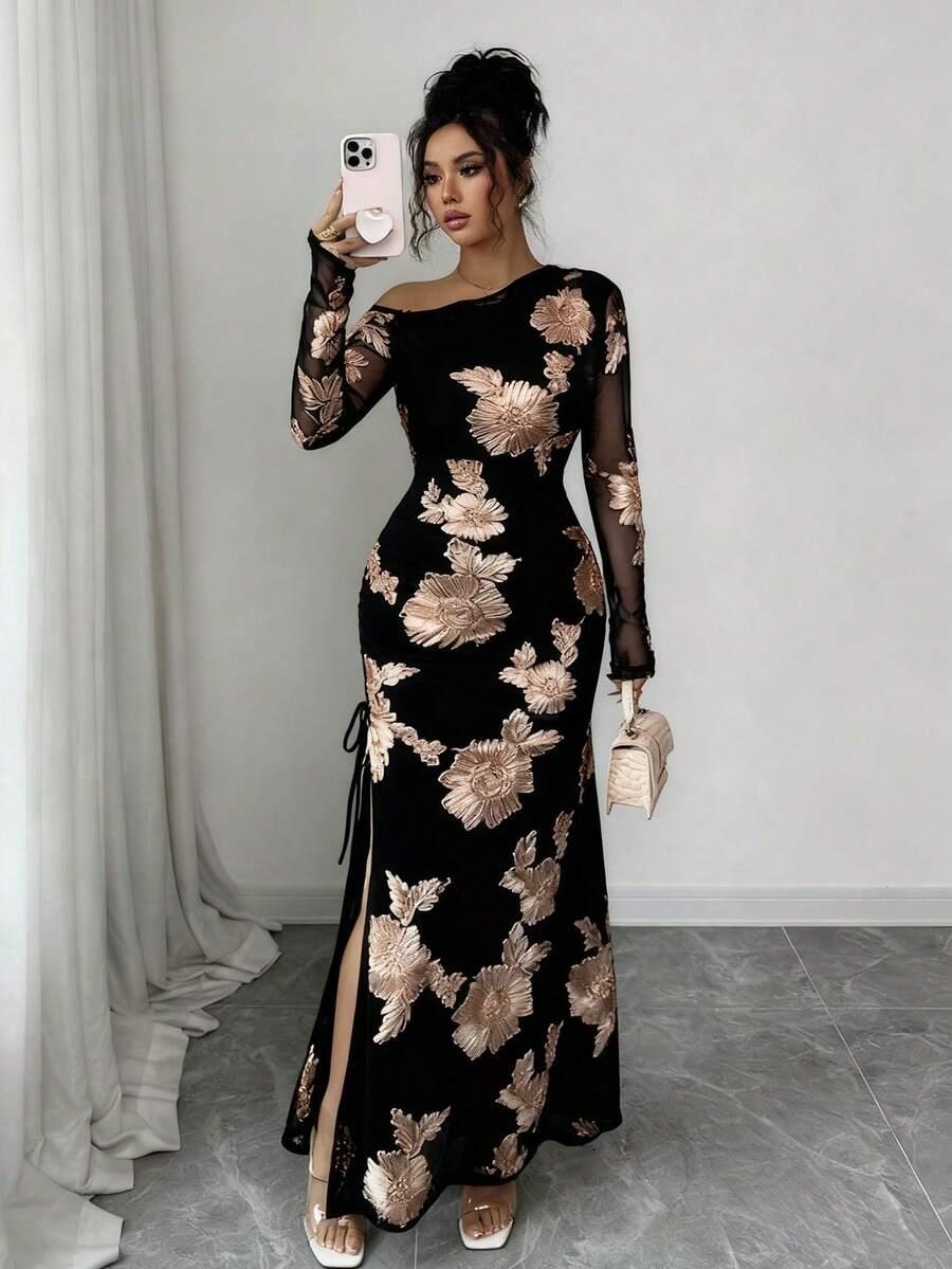 SHEIN CZARNA MAXI SUKIENKA S06__L