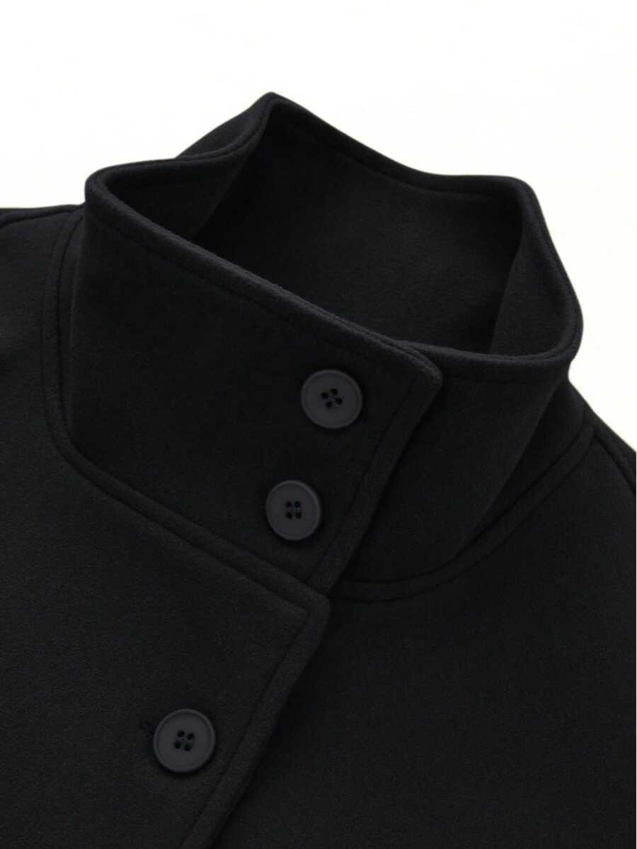 SHEIN CZARNY PŁASZCZ GUZIKI W01__M