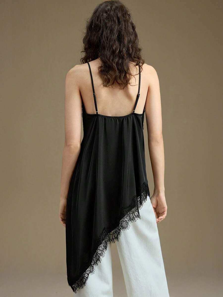 SHEIN CZARNY TOP NA RAMIĄCZKACH KORONKA