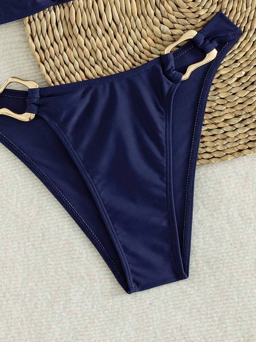 SHEIN GRANATOWY DWUCZĘŚCIOWY STRÓJ KĄPIELOWY S09__M