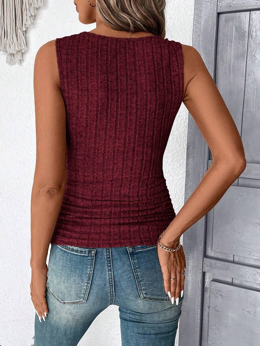 SHEIN CZERWONY TOP MARSZCZENIE S06__M