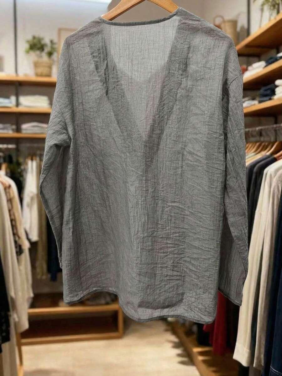SHEIN SZARA BLUZKA DŁUGI RĘKAW S06__M