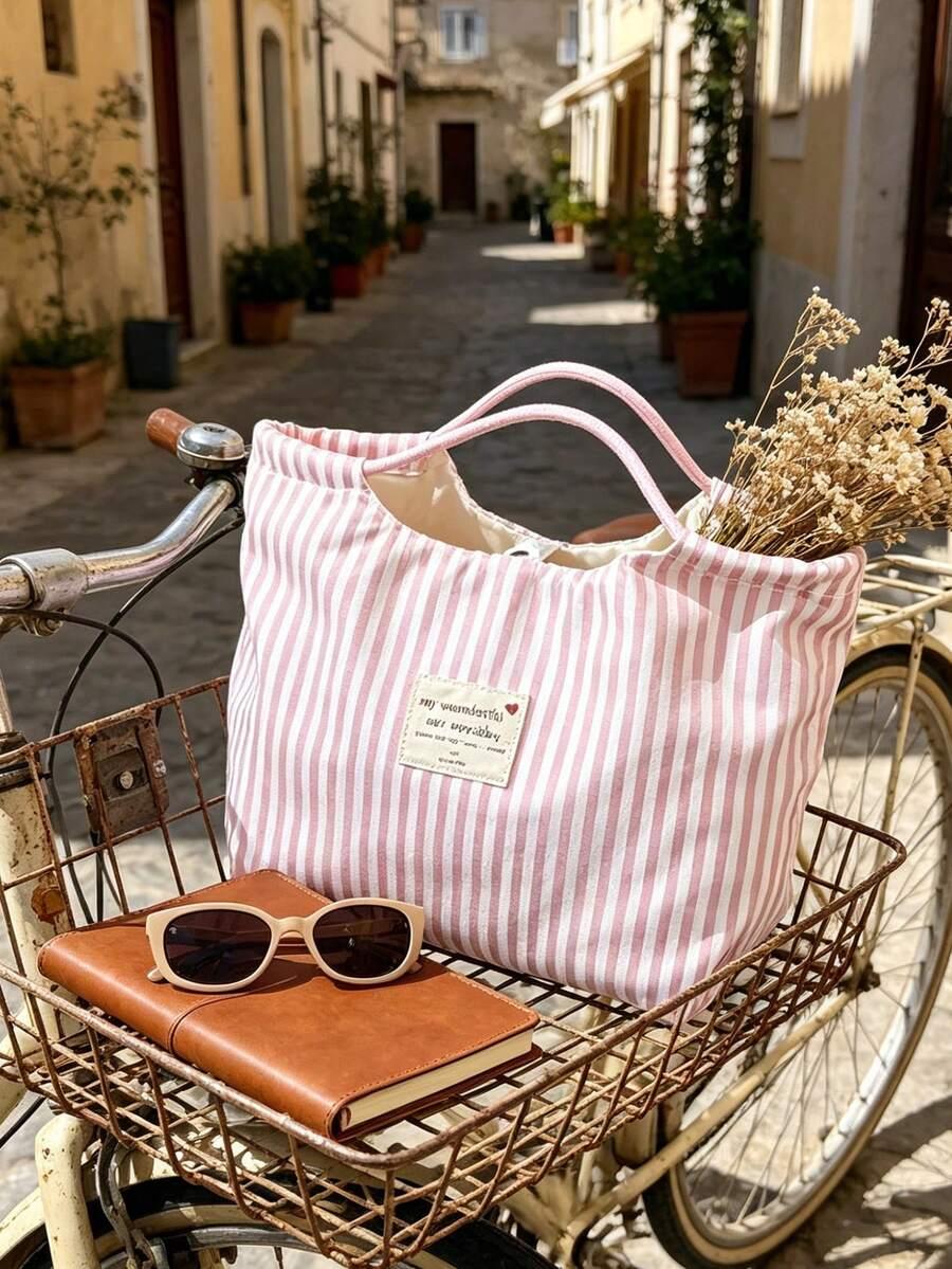 SHEIN KOMPLET TOREBKA KOSMETYCZKA WZÓR PASKI S07__40X10X32CM