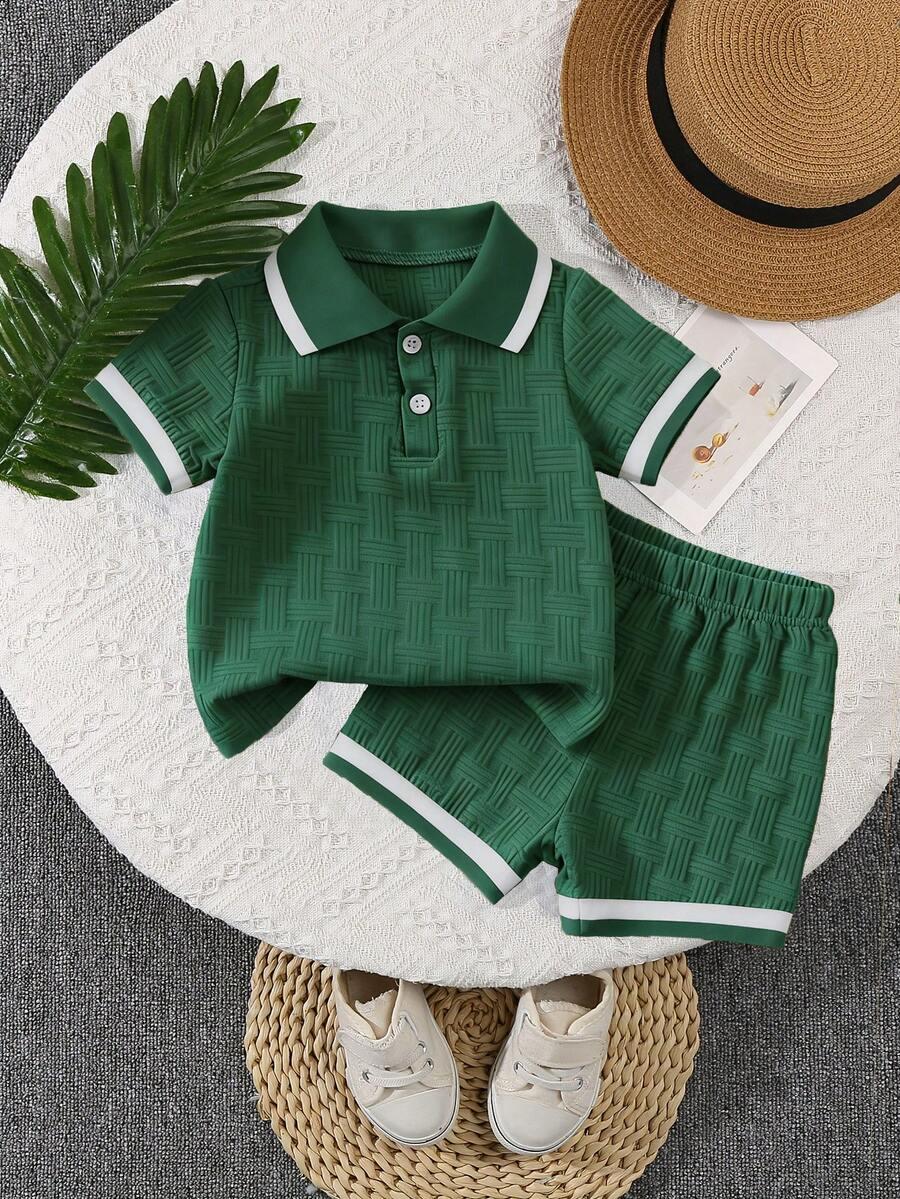 BHCHNTIY ZIELONY KOMPLET KOSZULKA POLO SPODENKI PK01__98/104