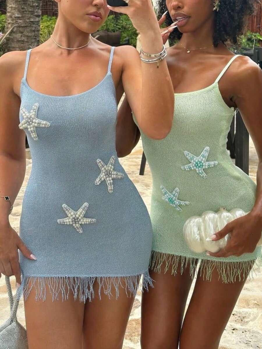 SHEIN ZIELONA MINI SUKIENKA ZDOBIENIE