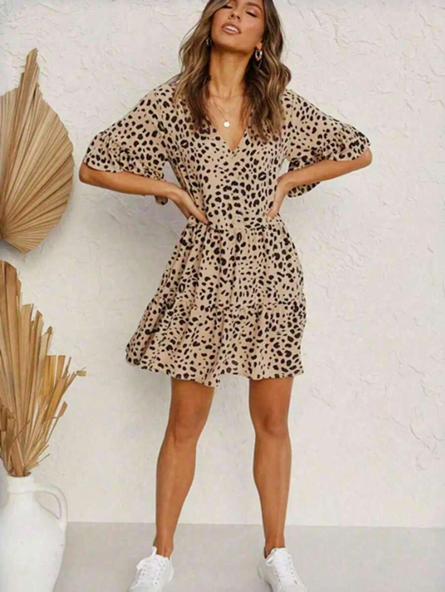 SHEIN MINI SUKIENKA ANIMAL PRINT FALBANA PK01__XXL