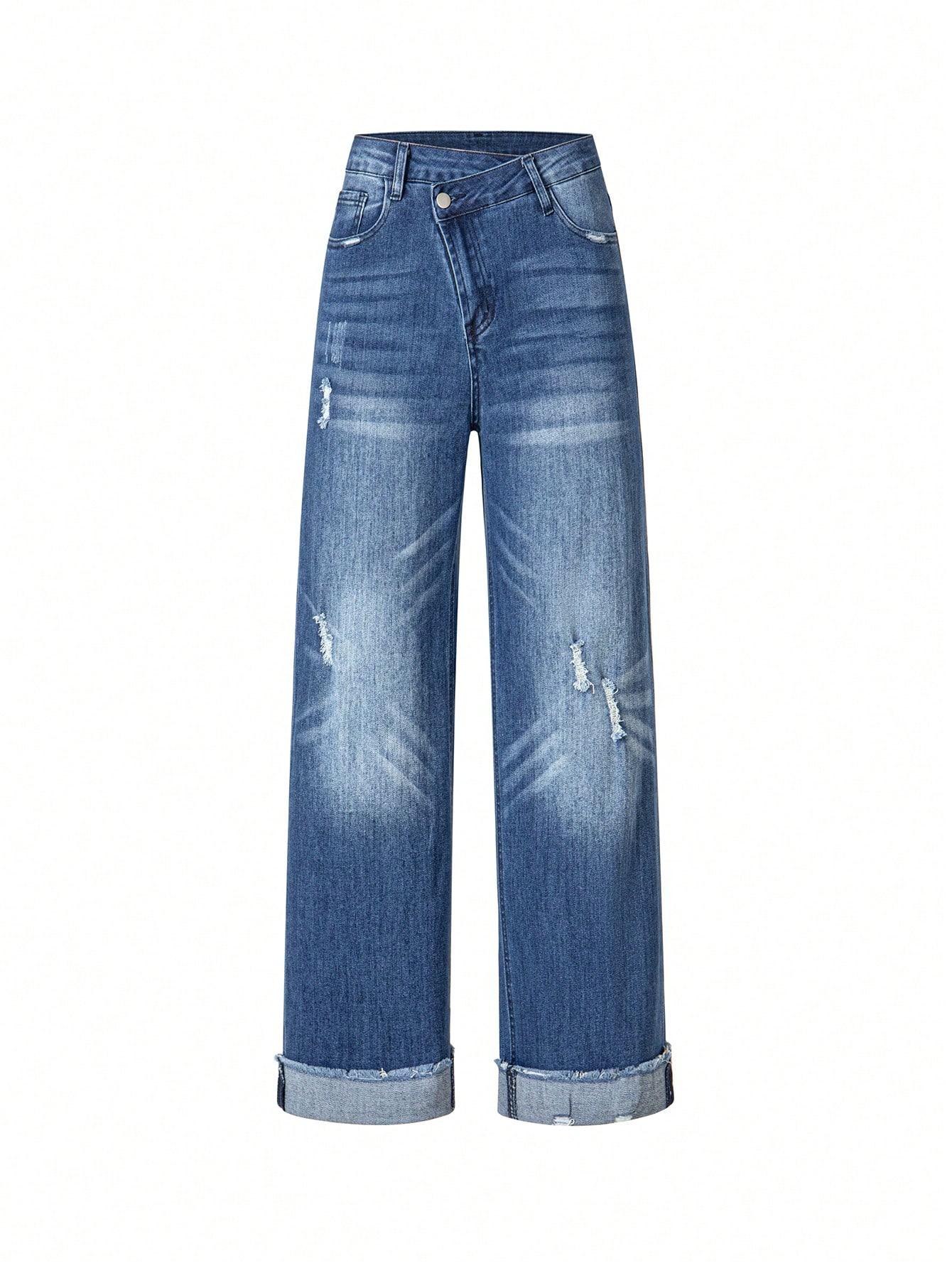 SHEIN PROSTE SPODNIE JEANS ASYMETRIA S06__L