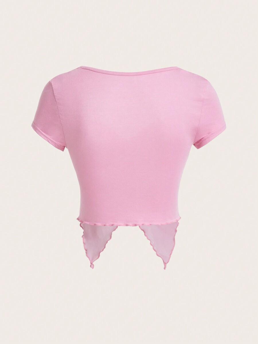 SHEIN RÓŻOWY TOP SIATECZKA S06__M