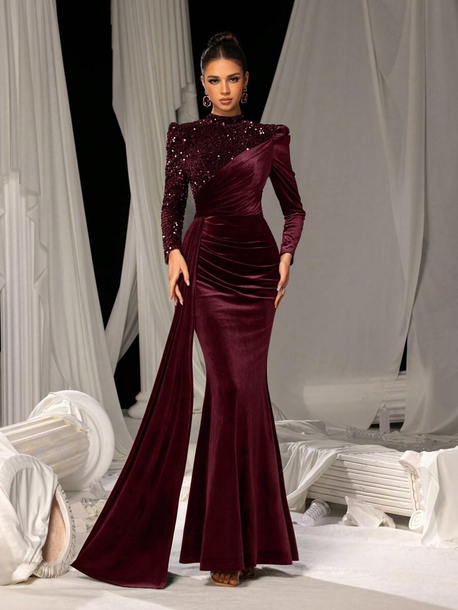 SHEIN BORDOWA MAXI SUKIENKA S06__S
