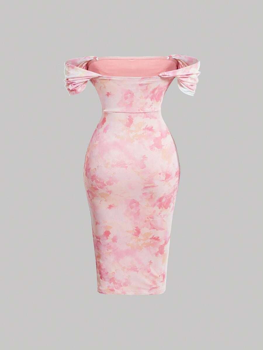 SHEIN RÓŻOWA SUKIENKA PRINT S06__46