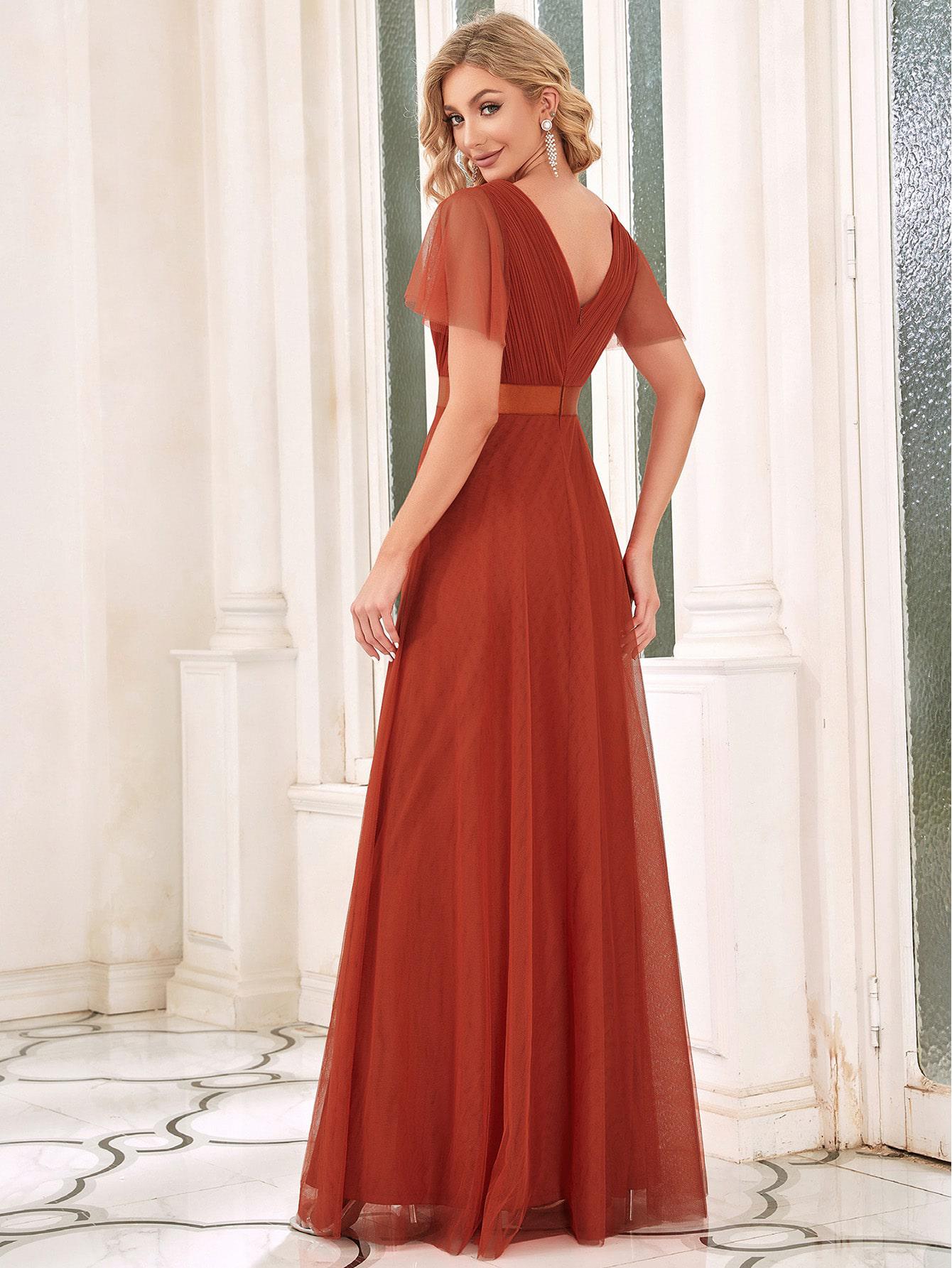 EVER PRETTY POMARAŃCZOWA MAXI SUKIENKA S06__L