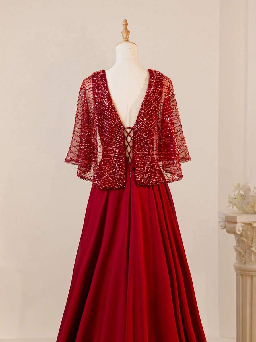 SHEIN CZERWONA MAXI SUKIENKA S06__M
