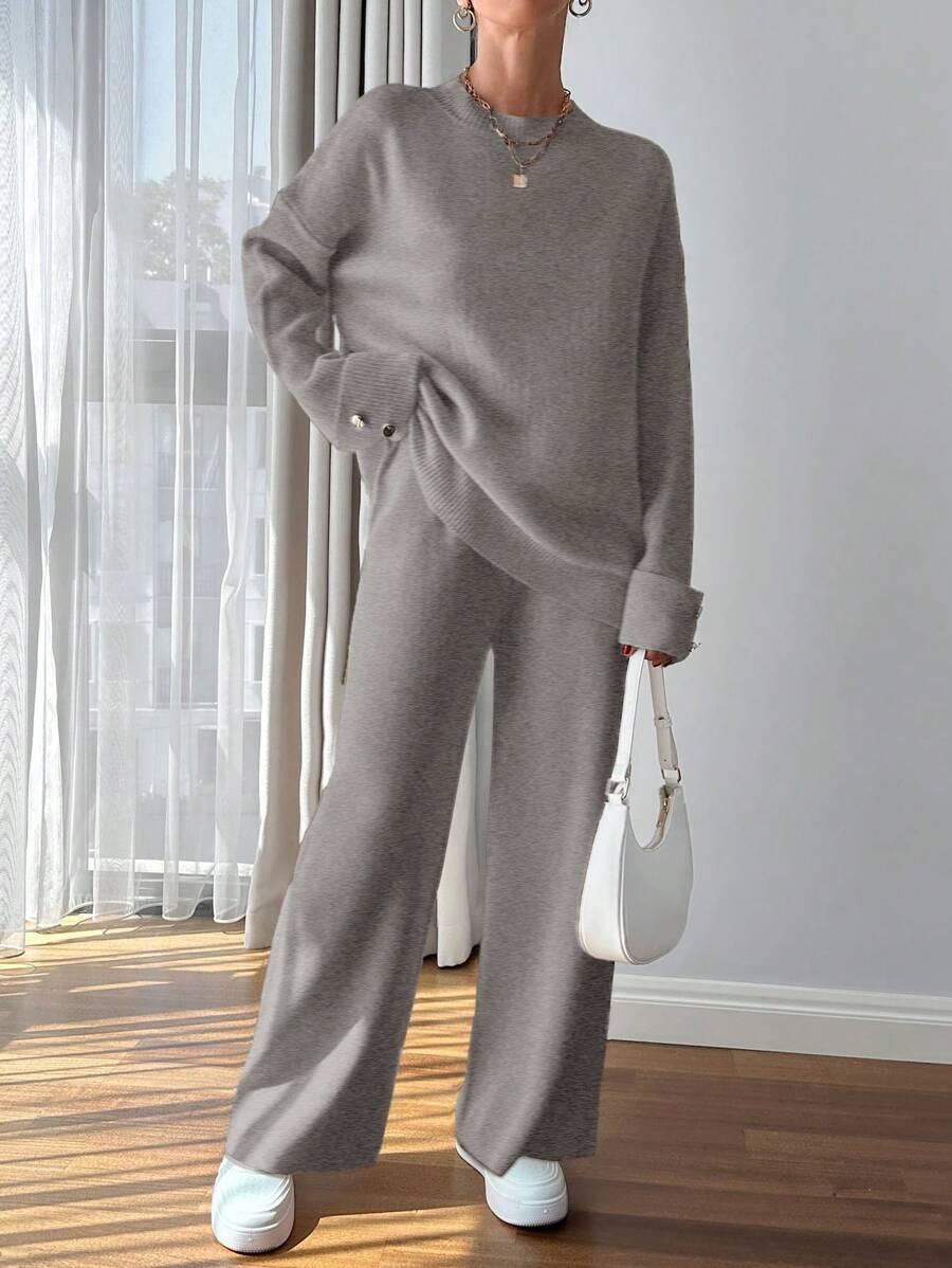 EURMUSE DZIANINOWY KOMPLET SWETER SPODNIE PK01__M