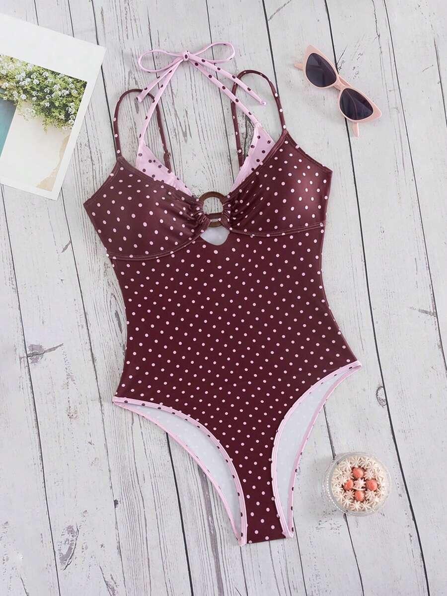 SWIM MOD JEDNOCZĘŚCIOWY STRÓJ KĄPIELOWY WZÓR GROSZKI S09__XL