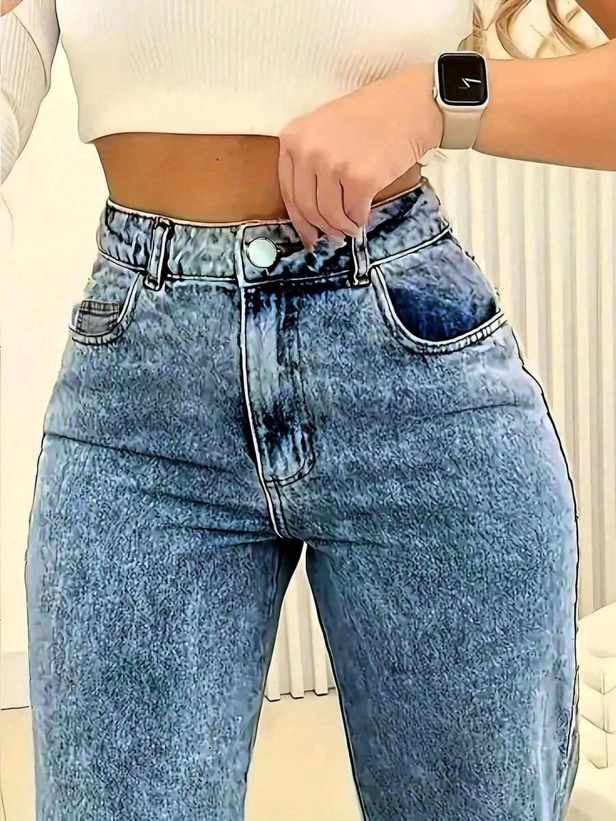 SHEIN SPODNIE JEANS PROSTA NOGAWKA S06__L