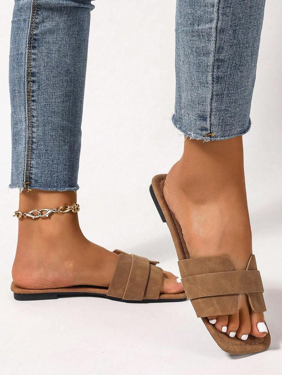 SHEIN BRĄZOWE KLAPKI CASUAL S06__41