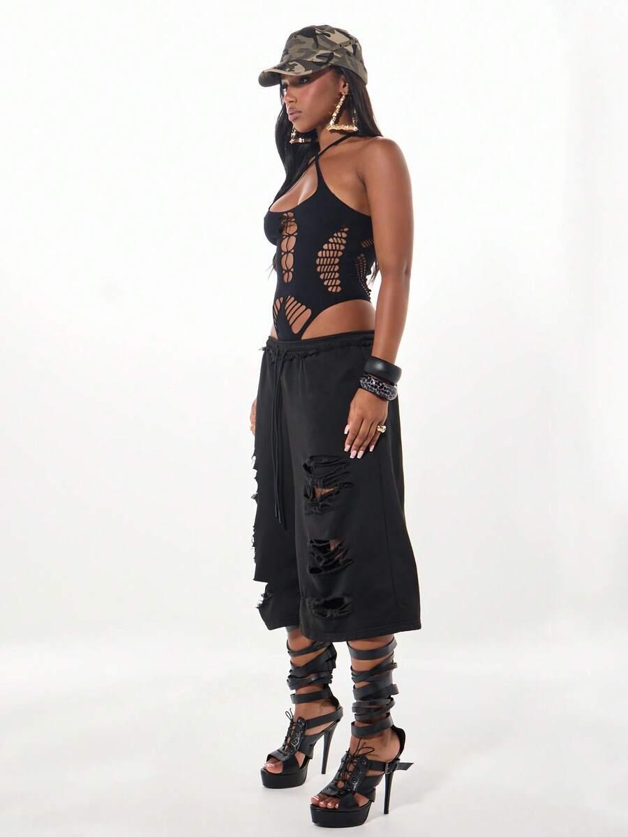 SHEIN CZARNE BODY NA RAMIĄCZKACH WYCIĘCIA PK01__OS