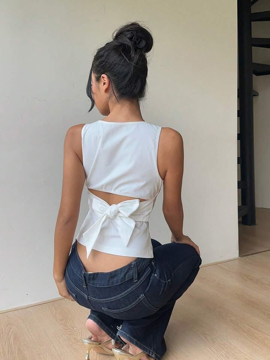 SHEIN BIAŁY GŁADKI TOP S06__S