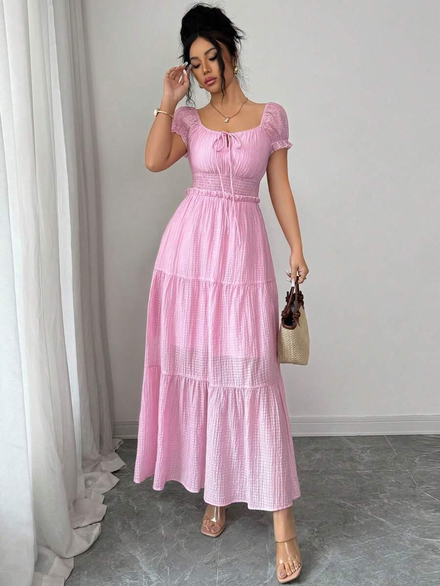 SHEIN RÓŻOWA SUKIENKA MAXI S06__S