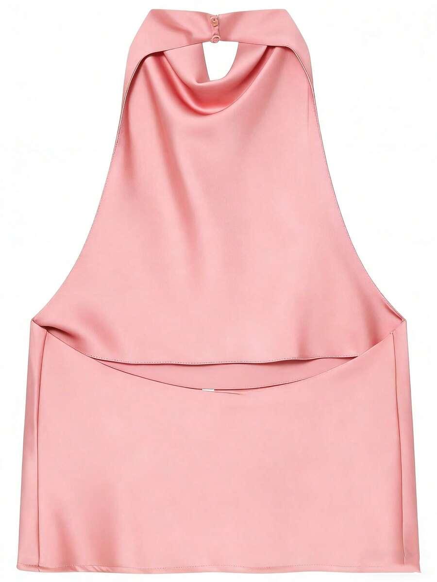 SHEIN SATYNOWY TOP ODKRYTE PLECY PK01__M