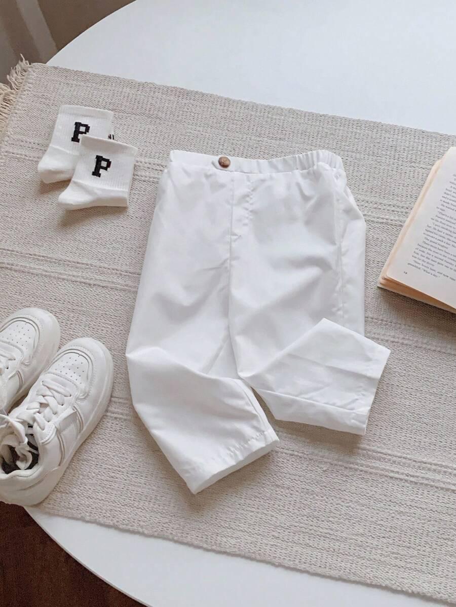 SHEIN BIAŁE MATERIAŁOWE SPODNIE S06__80-86