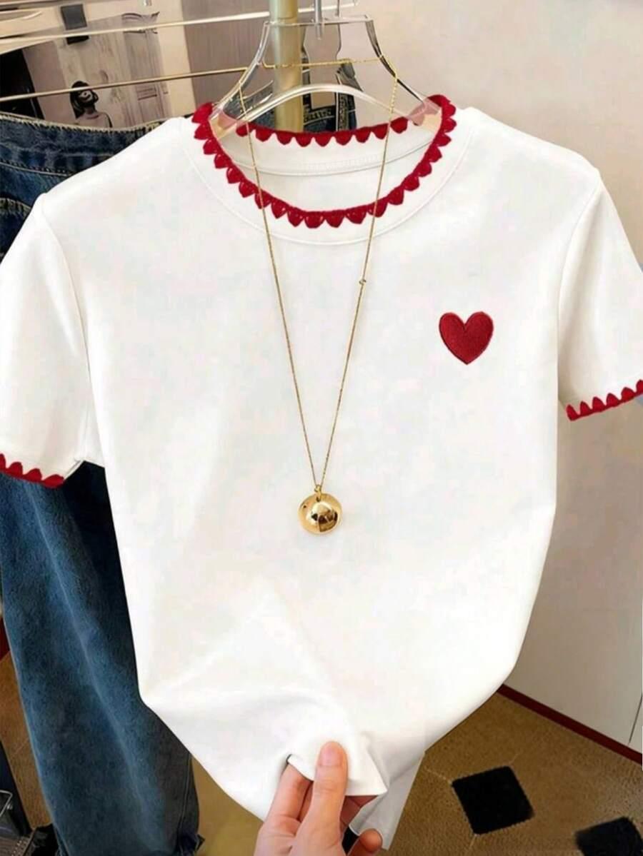 SHEIN BIAŁY T-SHIRT OKRĄGŁY DEKOLT S06__110-116