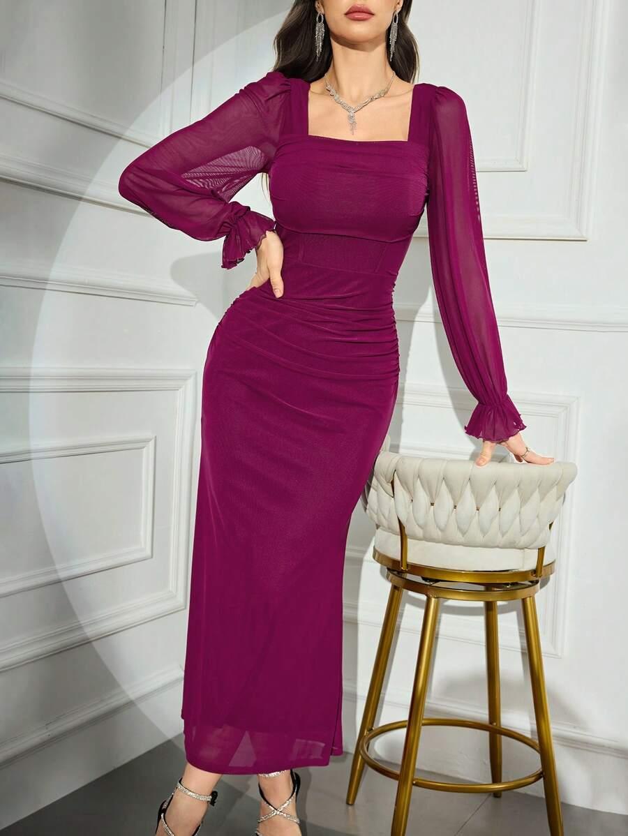 SHEIN FIOLETOWA MAXI SUKIENKA S06__XL