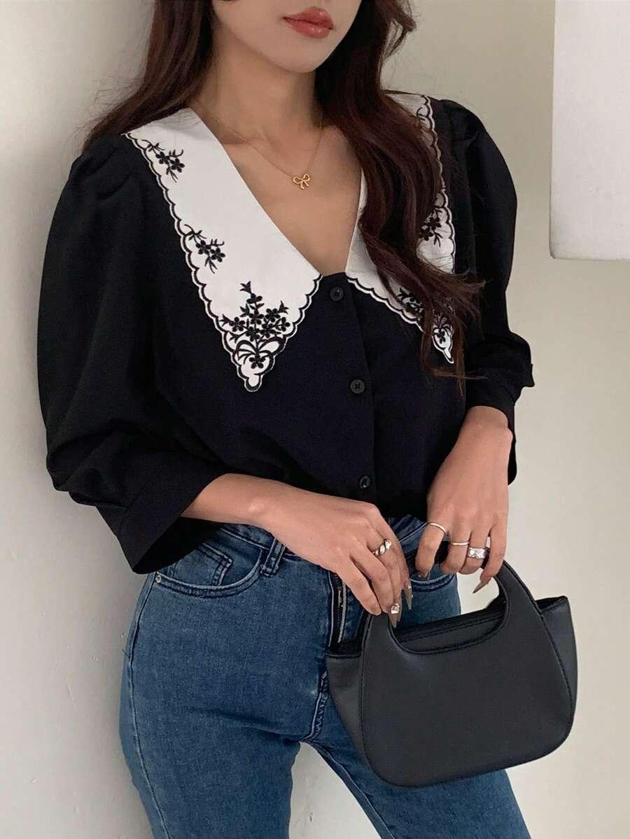 SHEIN CZARNA KOSZULA RĘKAW 3/4 S06__M