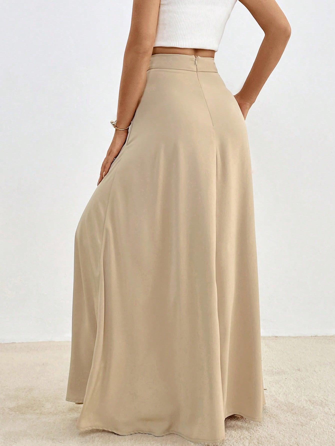 SHEIN BEŻOWA MAXI SPÓDNICA S06__M