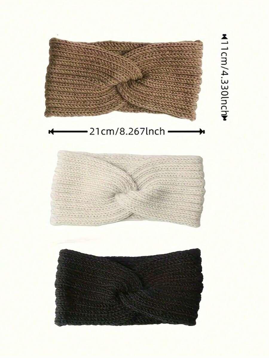 SHEIN CZARNA OPASKA NA GŁOWĘ 3-PACK W01__11X21CM