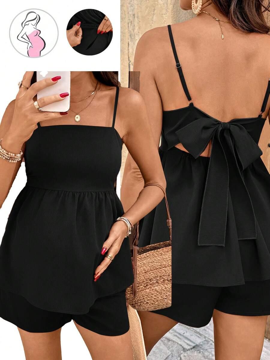 SHEIN CZARNY KOMPLET TOP SPODENKI S06__M