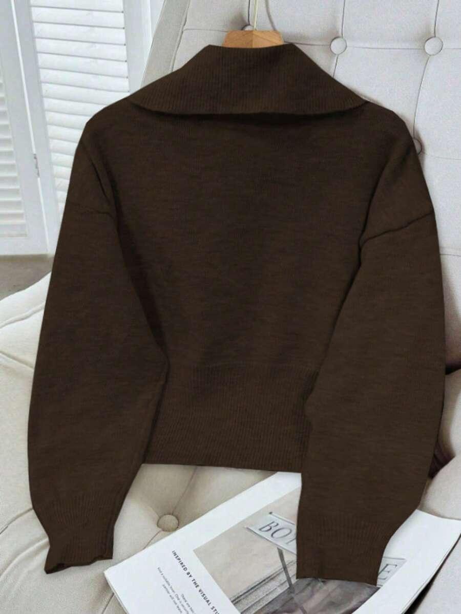 SHEIN BRĄZOWY SWETER GUZIKI S06__M