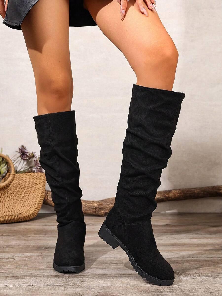 SHEIN CZARNE KOZAKI IMITACJA ZAMSZU W01__39