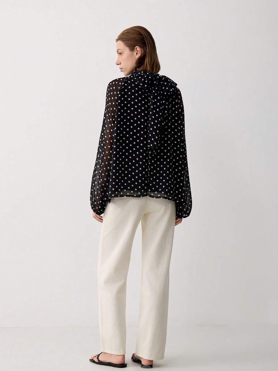 SHEIN CZARNA BLUZKA GROSZKI S06__L