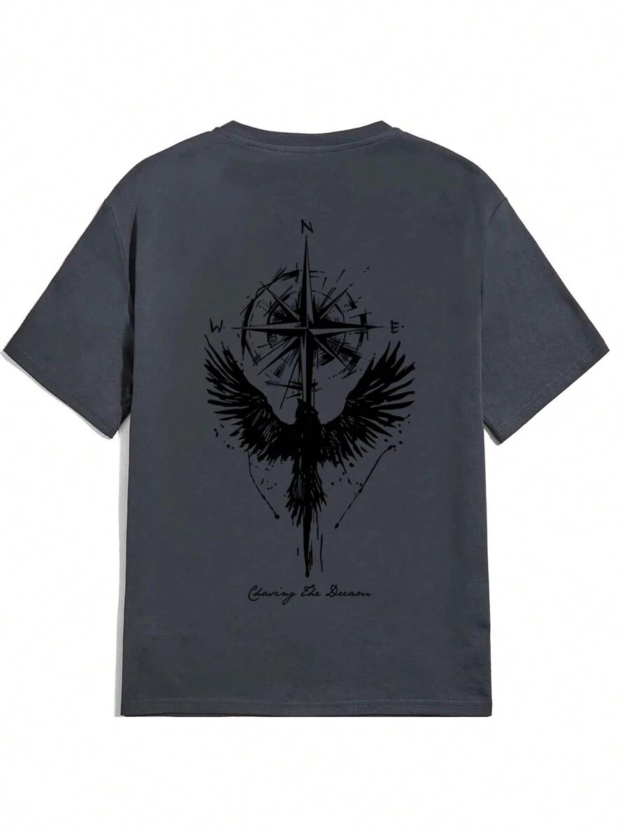 SHEIN SZARY T-SHIRT PRINT S06__M