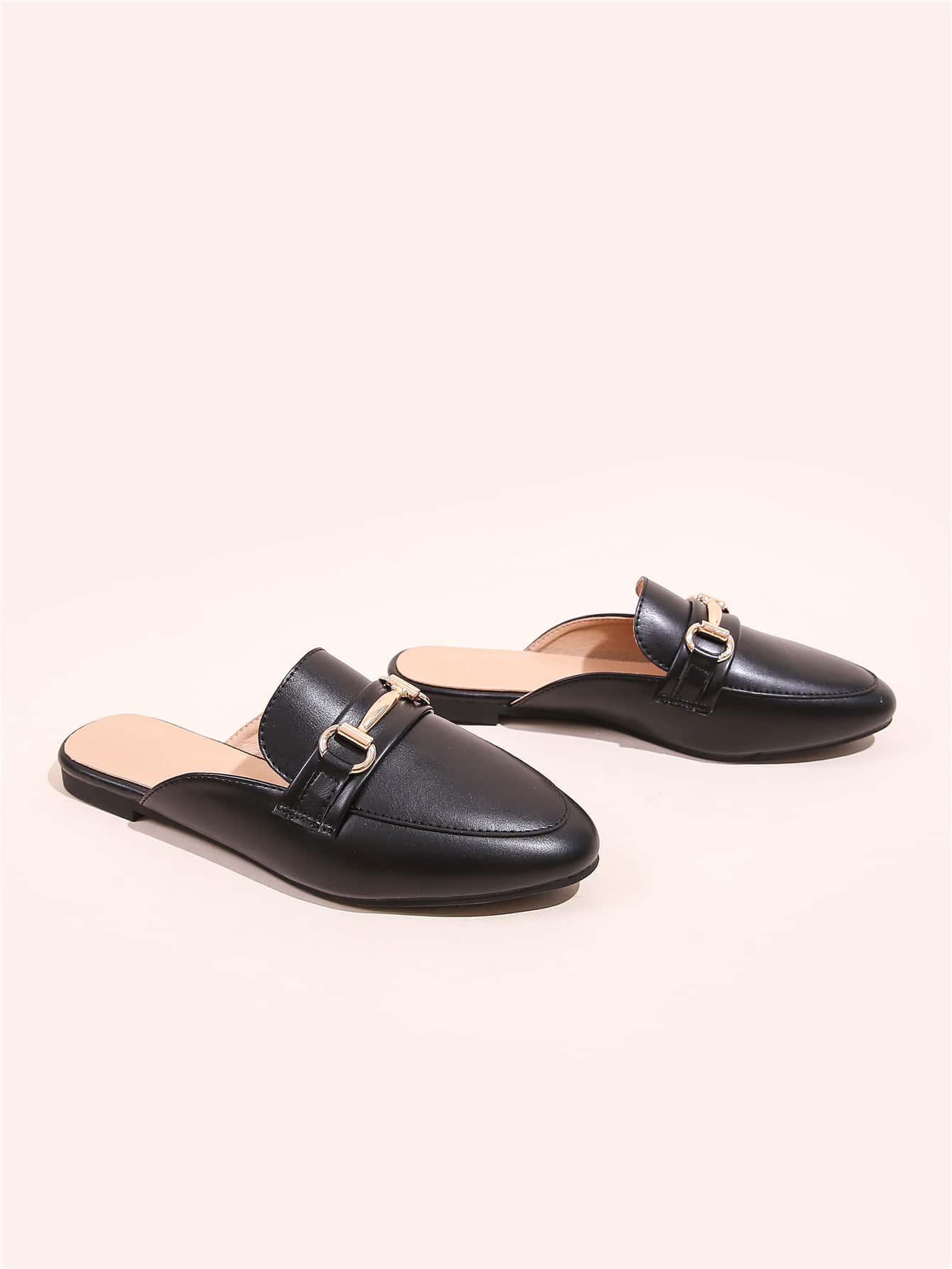 SHEIN CZARNE KLAPKI MULE ZDOBIENIE S06__36