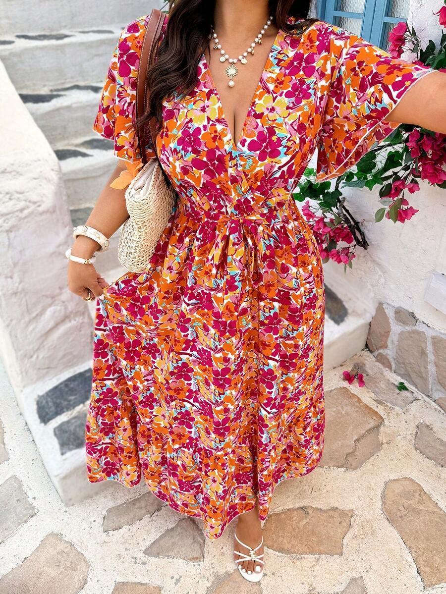 VIONELLE MAXI SUKIENKA W KWIATY S06__XXL