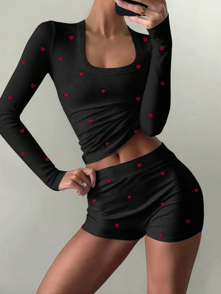 SHEIN KOMPLET BLUZKA SPODENKI PIŻAMA S06__XS