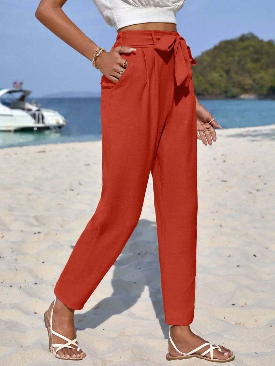SHEIN POMARAŃCZOWE SPODNIE CASUAL S06__L