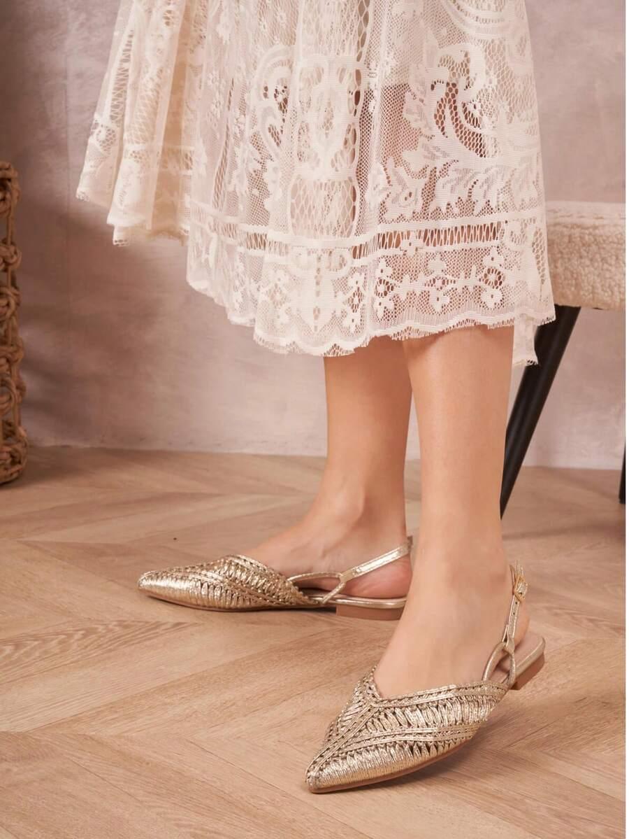 SHEIN ZŁOTE SANDAŁY SPRZĄCZKA S06__41
